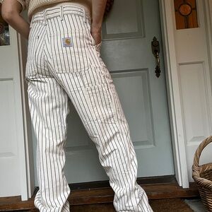 CARHARTT WIP black & white Striped Single Knee Carpenter Pants Sz 28 x 32 men’s